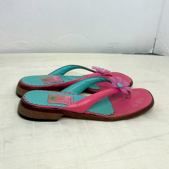 Lilly Pulitzer Princess Dasiy Pink Leather Sandals - Picture 2 of 10